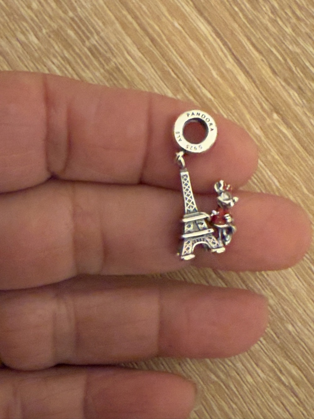 Pandora Minnie Mouse Eiffel Tower Dangle Charm - Silver with Red Enamel - Picture 4 of 6